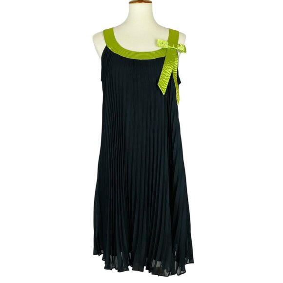 Vtg Y2K Robbie Bee Trapeze Dress Sz 10 Sheer Black Pleated Hoco Event Whimsigoth - Picture 1 of 8